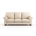Sofá lineal de 3 plazas en cuero sintético - 200x85x90 cm - color crema - diseño contemporáneo - uso en salón