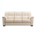 Sofá lineal de 3 plazas en cuero sintético - 200x85x95 cm - color crema - diseño contemporáneo - uso en salón