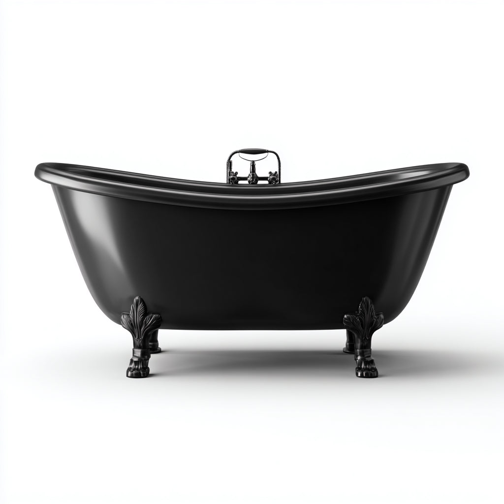Bañera acrílica 168x73x61 cm - negro - adecuada para baño - diseño vintage