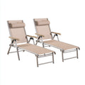 Tumbonas de jardín de estructura metálica y textilene 198x61x91 cm beige-plata para exterior - estilo moderno