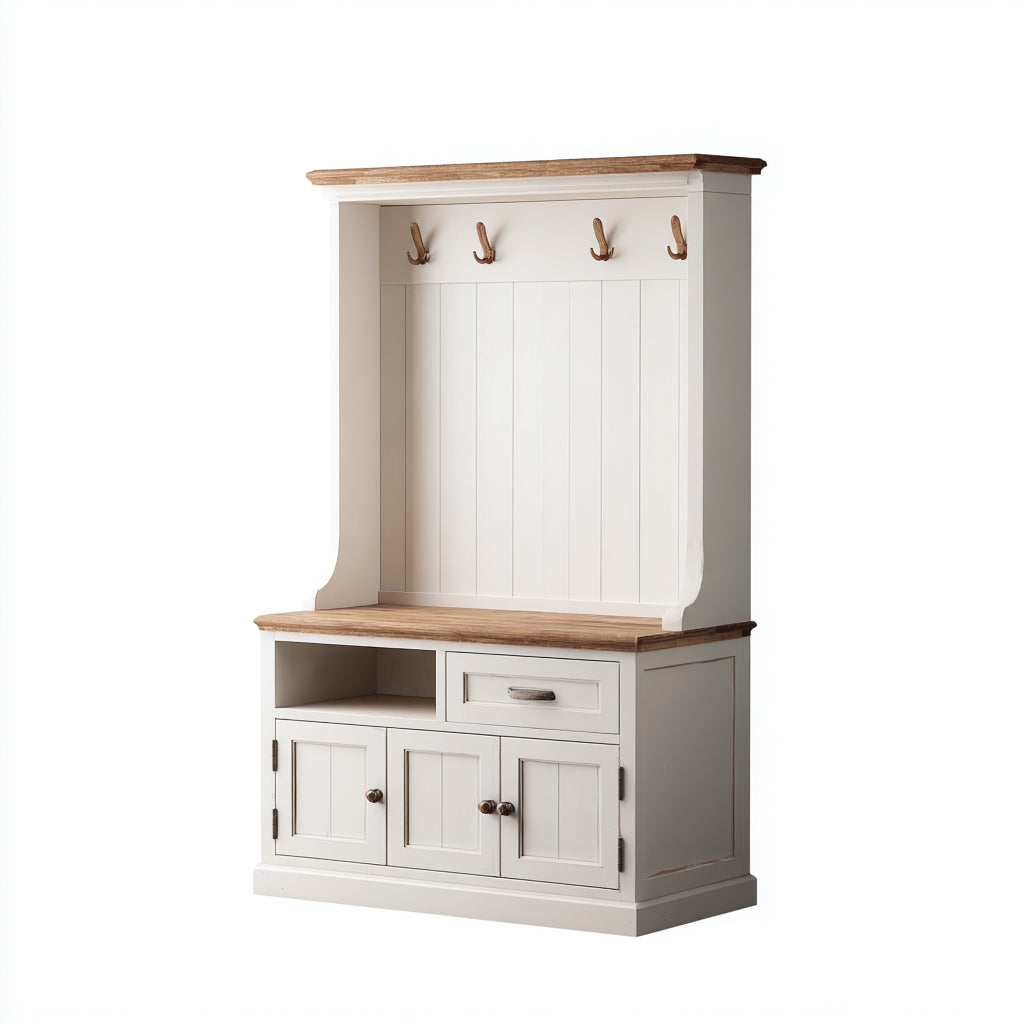 Percheros madera 100x45x185 cm - blanco-madera - diseño clásico
