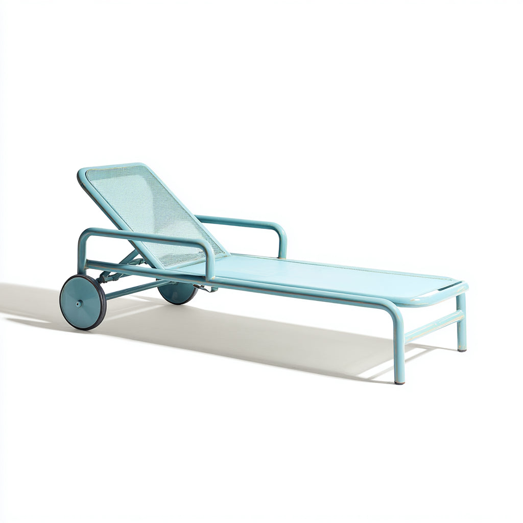 Tumbona de jardín metal 192x63x89 cm - azul claro - diseño ajustable