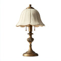 Lámpara de mesa - metal 36x36x58 cm - dorado - beige - apta para salón - dormitorio - diseño clásico