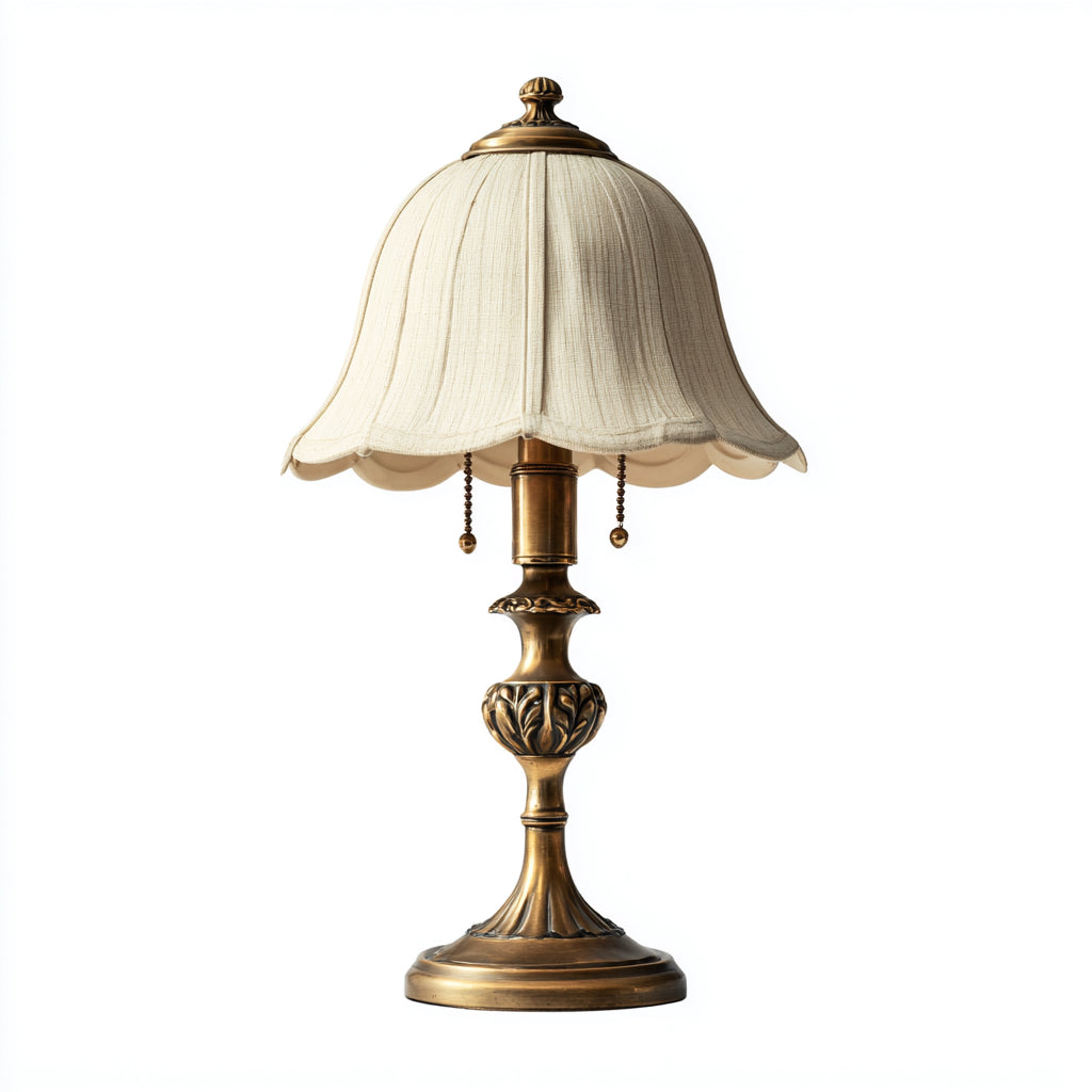 Lámpara de mesa - metal 36x36x58 cm - dorado - beige - apta para salón - dormitorio - diseño clásico