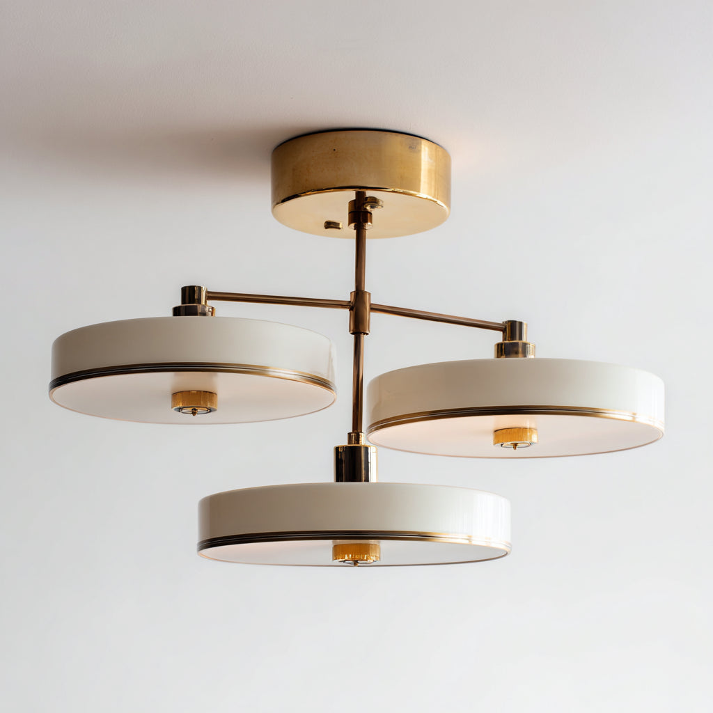 Lámpara de techo - metal-plástico - 52x52x26 cm - oro-marfil - estilo moderno