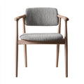 Silla de comedor con reposabrazos de madera y asiento tapizado 52x55x80 cm - roble natural y gris claro - estilo escandinavo moderno para comedor