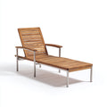 Tumbona de jardín Madera-metal 200x65x95 cm - marrón-plata - diseño reclinable para exterior