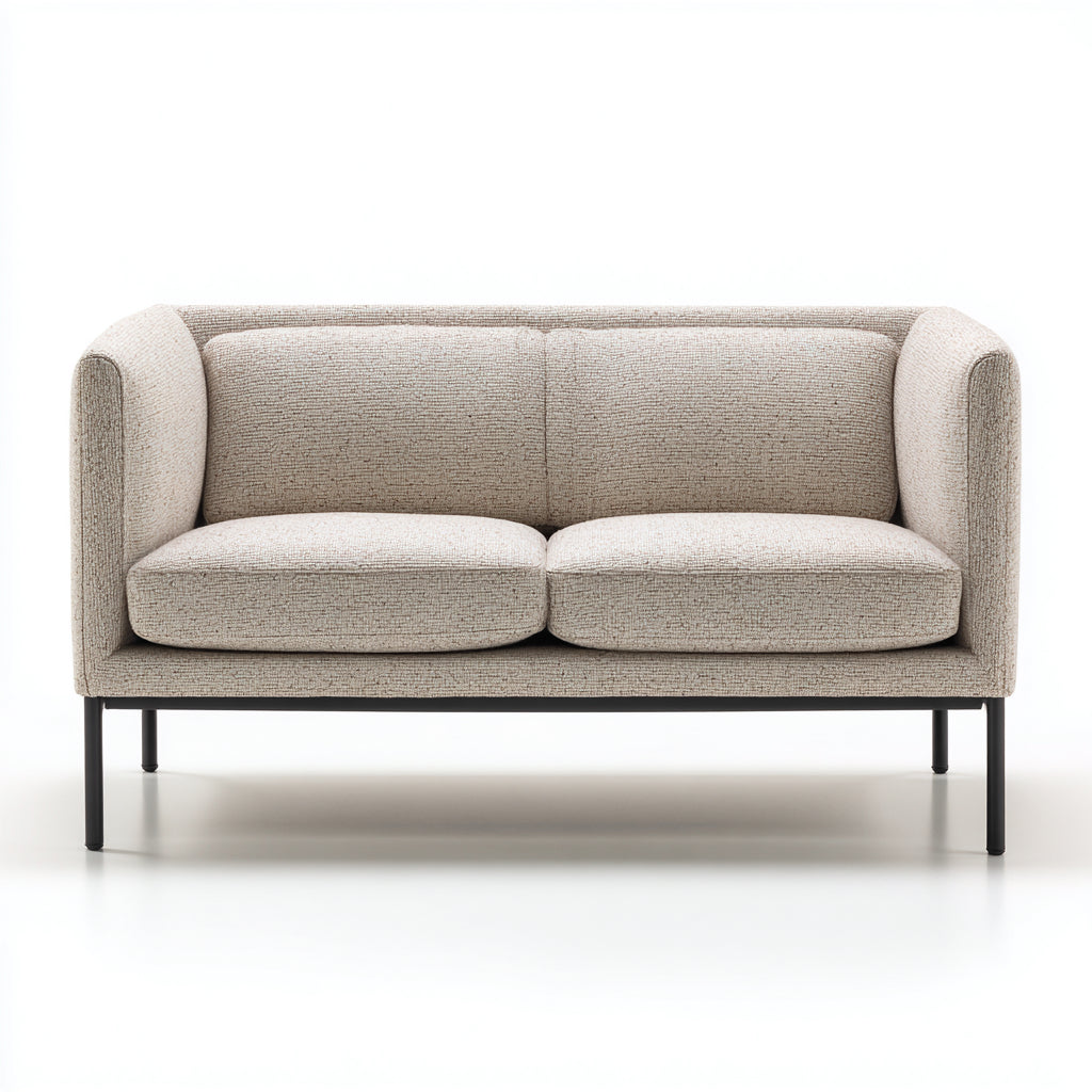Sofá de 2 plazas - tela - 164x82x80 cm - beige claro - diseño moderno