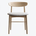 Silla de comedor de madera maciza con asiento tapizado 46x50x80 cm - roble natural y gris claro - estilo escandinavo minimalista para comedor