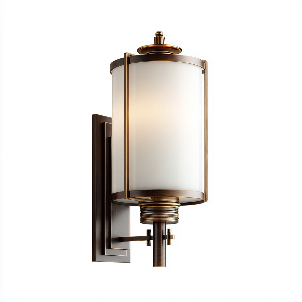 Aplique de pared metal y vidrio 15x18x32 cm blanco - marrón apto para pasillo diseño clásico