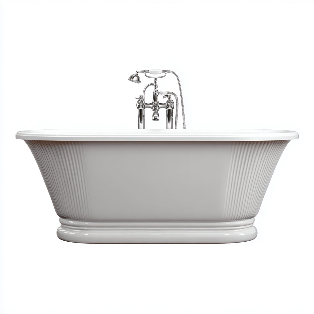 Bañera acrílica con diseño acanalado 170x80x60 cm - blanca - estilo clásico para baño