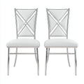 Silla de comedor tapizadas en cuero sintético con estructura metálica 50x46x98 cm - blanco - apto para comedor - diseño moderno
