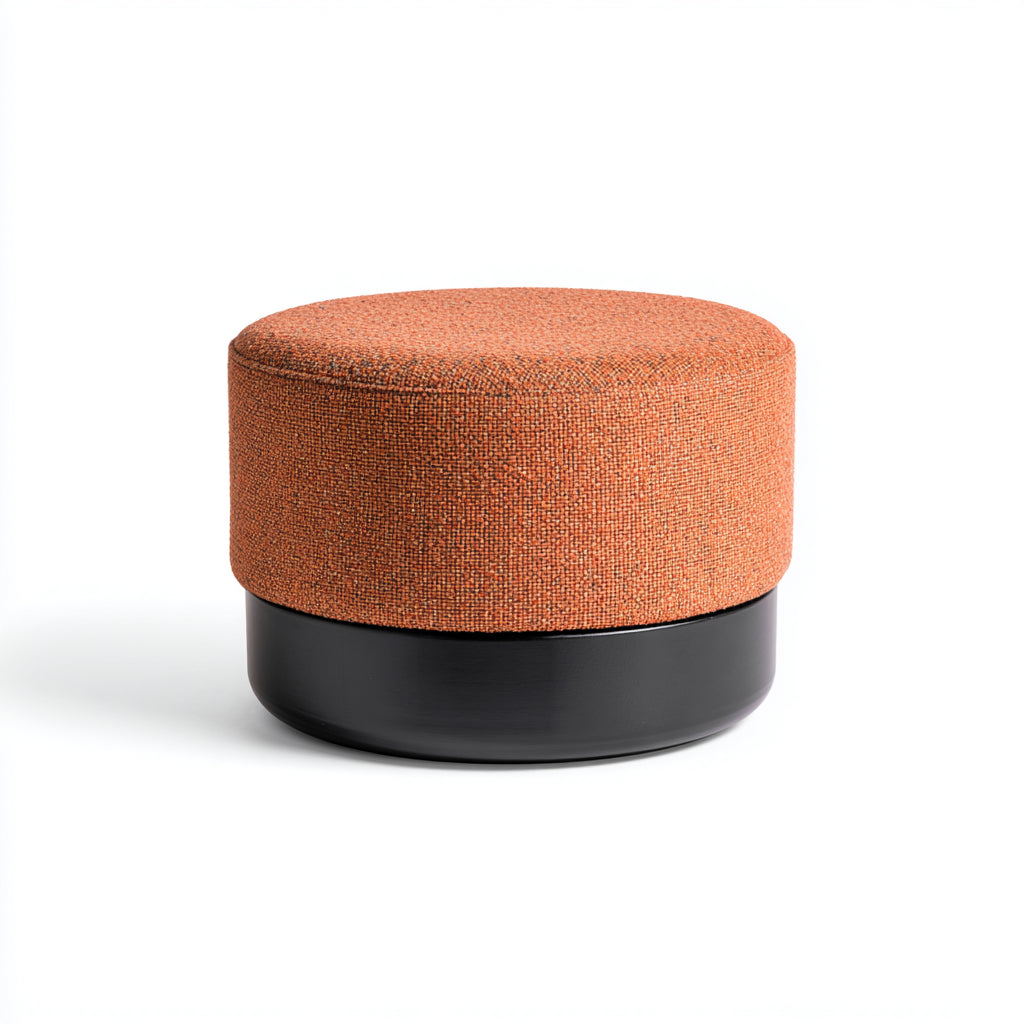 Reposapiés - tela-madera lacada - 45x45x40 cm - naranja-negro - estilo moderno