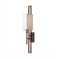 Aplique de pared metal y tela 14x16x48 cm blanco - dorado apto para pasillo diseño moderno