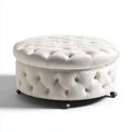 Reposapiés - terciopelo - 85x85x42 cm - blanco - diseño clásico