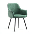 Silla de comedor tapizada en terciopelo 55x60x88 cm - verde esmeralda y negro - diseño moderno con reposabrazos para comedor