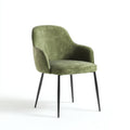 Silla de comedor tapizada en terciopelo 55x60x87 cm - verde oliva y negro - diseño moderno con reposabrazos para comedor