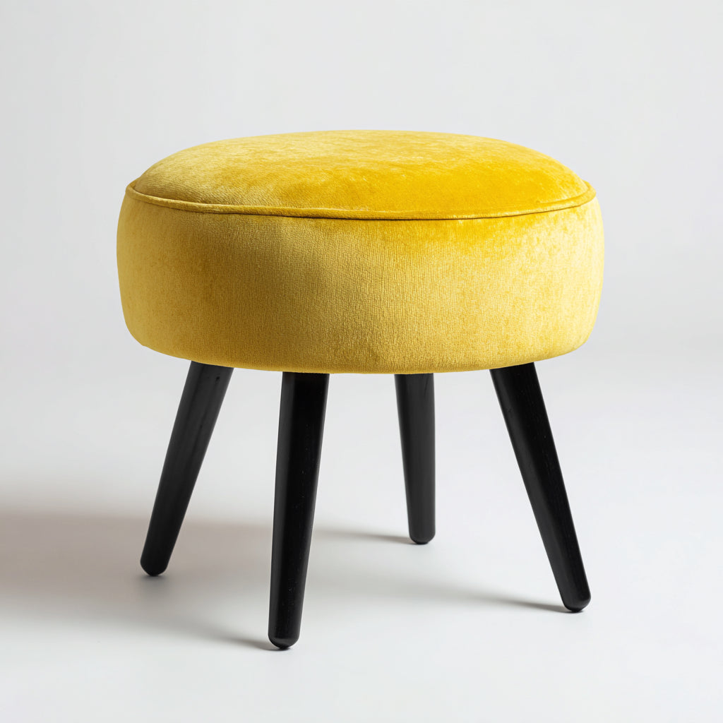 Reposapiés - terciopelo - 35x35x42 cm - amarillo - diseño moderno