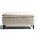 Banco de entrada tela y madera 95x40x47 cm - beige - negro - diseño moderno apto para recibidor