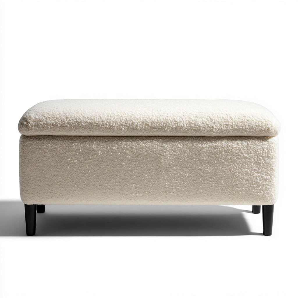 Banco de entrada tela y madera 95x40x47 cm - beige - negro - diseño moderno apto para recibidor