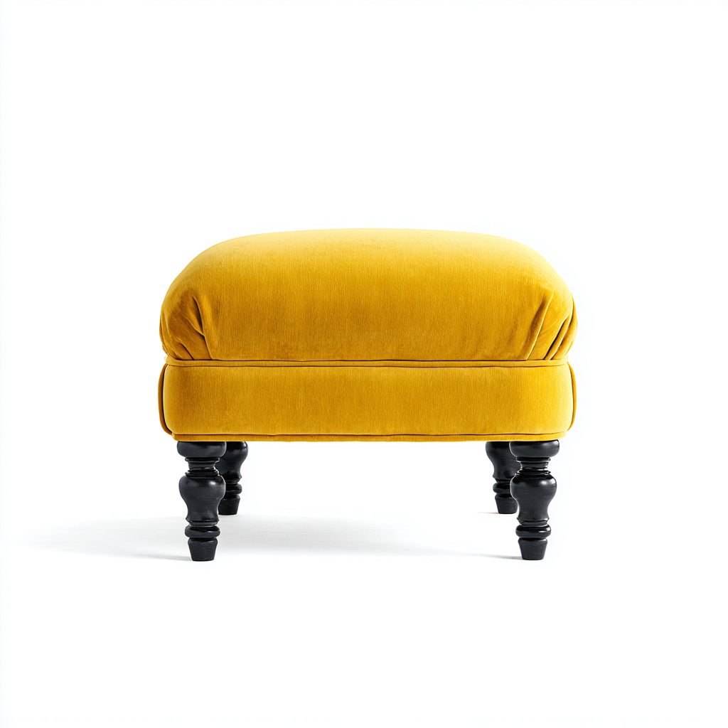 Reposapiés - terciopelo - 55x40x45 cm - amarillo - estilo clásico