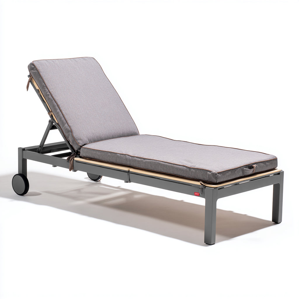 Tumbona de jardín aluminio 195x65x40 cm - gris - diseño moderno - para exterior