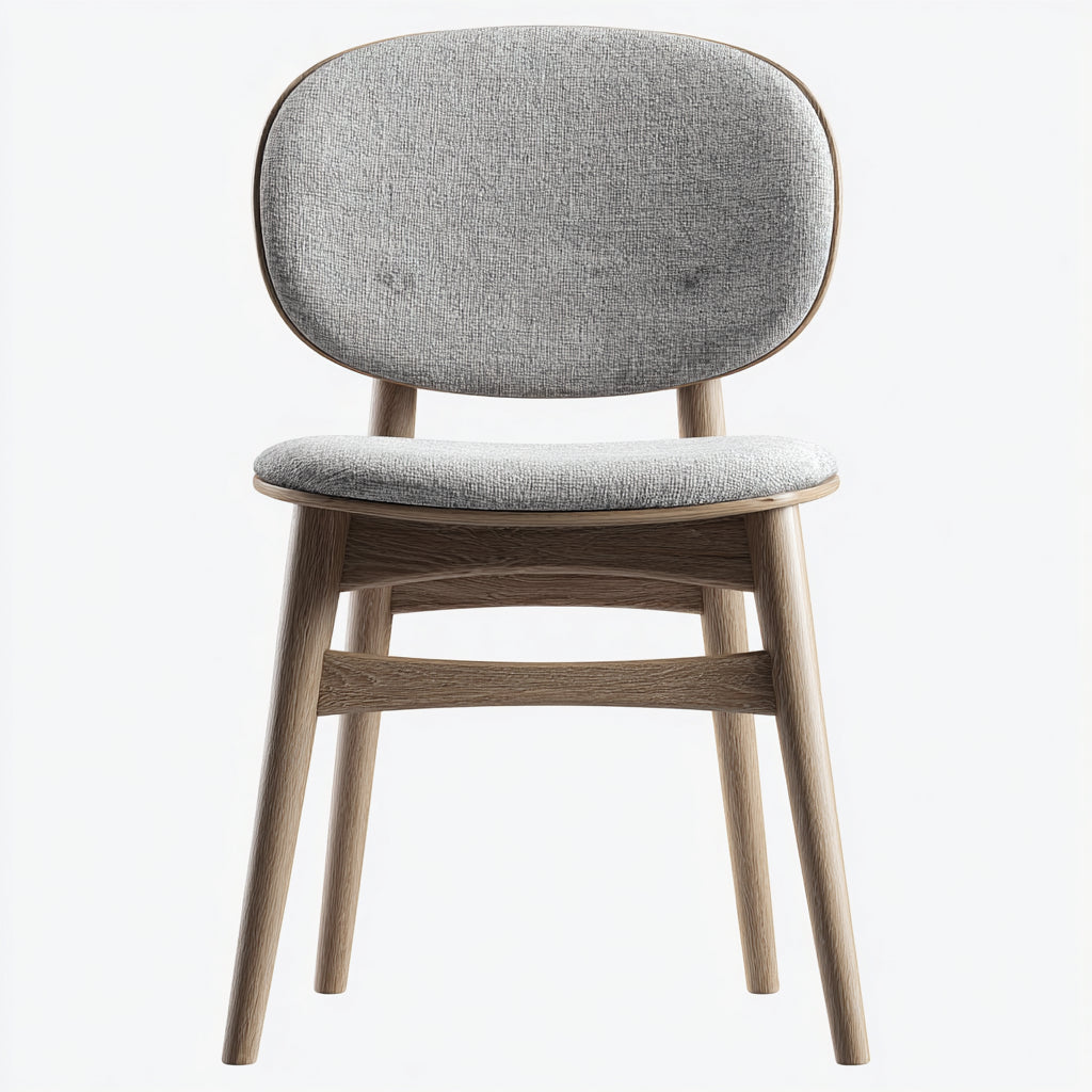 Silla de comedor con estructura de madera y asiento tapizado 48x52x82 cm - roble claro y gris claro - estilo escandinavo para comedor
