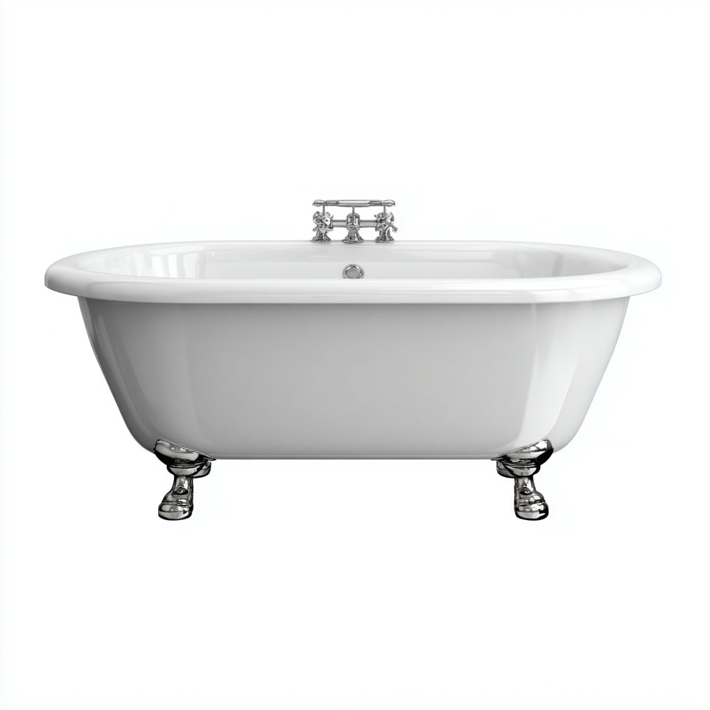Bañera acrílica 165x75x68 cm - blanca - estilo clásico con patas para baño