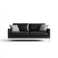 Sofá de 2 plazas - cuero auténtico - 178x86x88 cm - negro - diseño moderno