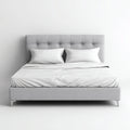 Cama matrimonial tapizada en tela 200x180x110 cm - gris claro - diseño moderno - apta para dormitorio