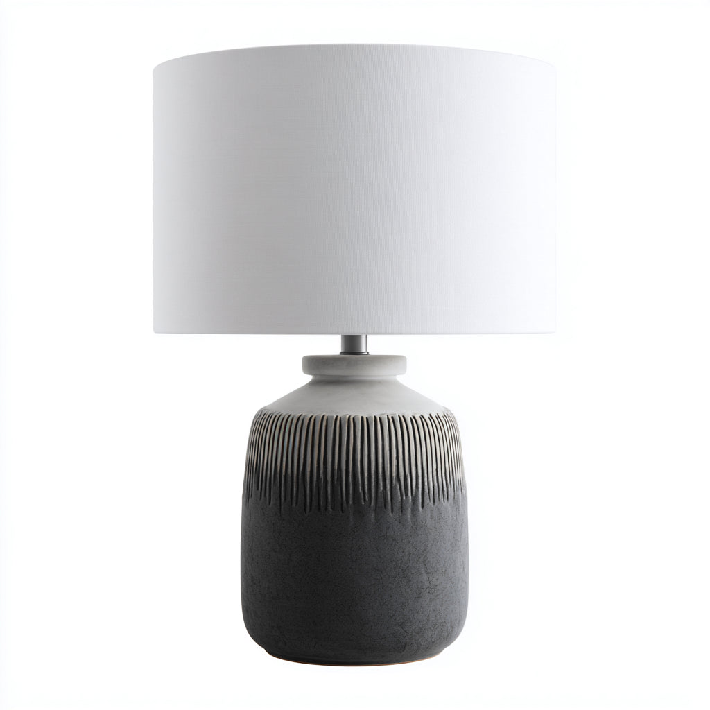 Lámpara de mesa cerámica 26x26x42 cm - blanco - gris oscuro - adecuada para salón - dormitorio - diseño decorativo