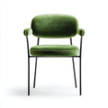 Silla de comedor tapizada en terciopelo 54x58x86 cm - verde botella y negro - diseño contemporáneo con reposabrazos redondeados para comedor