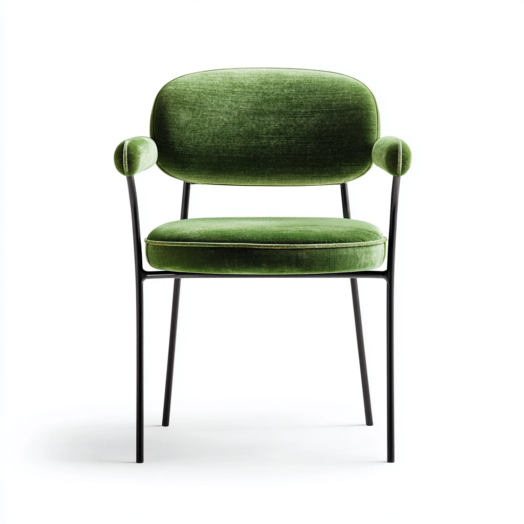 Silla de comedor tapizada en terciopelo 54x58x86 cm - verde botella y negro - diseño contemporáneo con reposabrazos redondeados para comedor