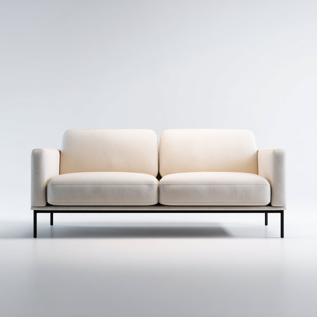 Sofá de 2 plazas - tela - 172x85x82 cm - blanco crema - diseño moderno