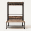 Perchero industrial metal y madera 100x40x180 cm - negro-madera - diseño industrial