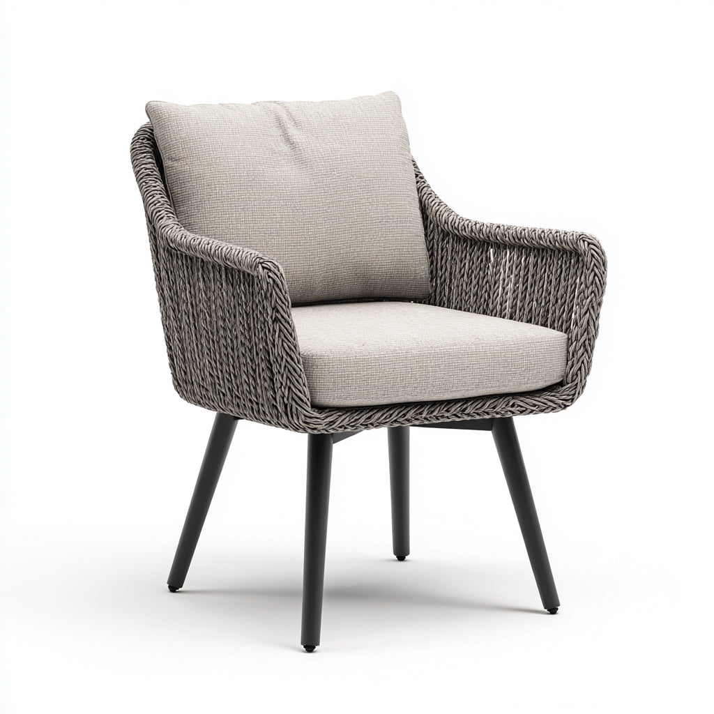Silla de jardín ratán sintético y metal 60x58x85 cm - gris - estilo moderno apta para exterior