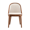 Silla de comedor de madera maciza con respaldo curvado y asiento tapizado 50x47x84 cm - madera natural - beige - apto para comedor - diseño nórdico