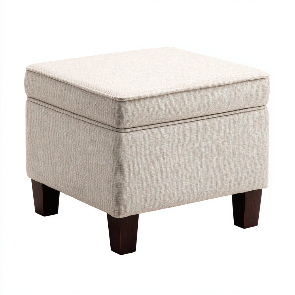 Reposapiés - tela - 60x60x45 cm - beige - estilo contemporáneo