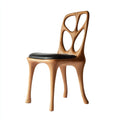 Silla de comedor de madera maciza con asiento acolchado en piel sintética 47x50x88 cm - roble natural y negro - diseño artístico moderno para comedor