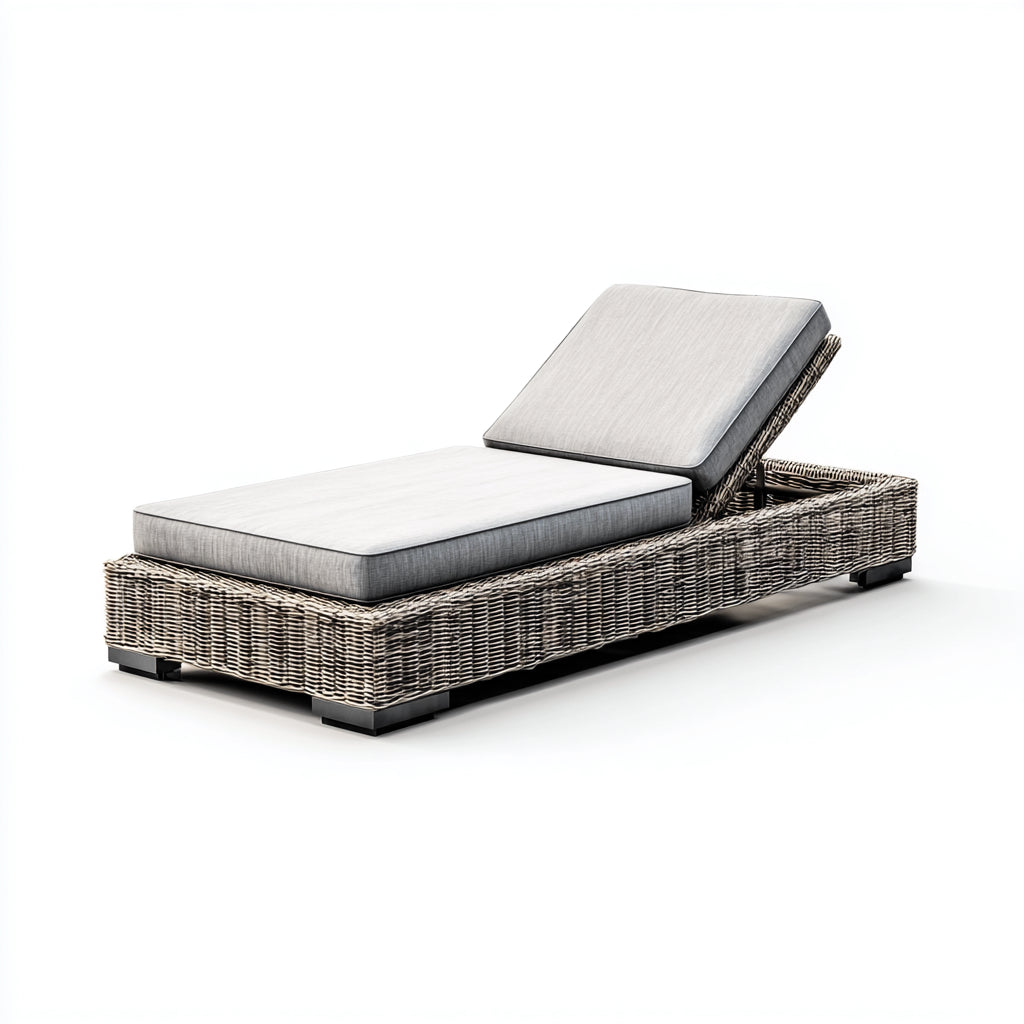 Tumbona de jardín ratán sintético 200x70x38 cm - gris - diseño moderno - para exterior