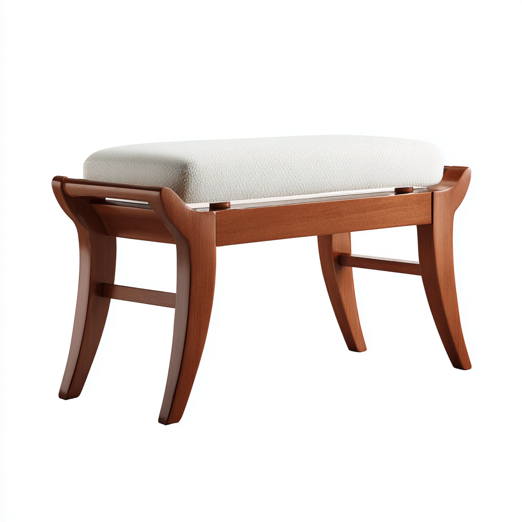 Banco de entrada madera y tela 90x38x48 cm - beige - madera - diseño clásico apto para recibidor