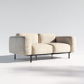Sofá de 2 plazas - tela - 162x84x78 cm - beige claro - diseño moderno