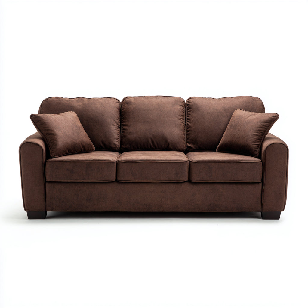 Sofá de 3 plazas-tela-188x88x90 cm-marrón-aconchado moderno