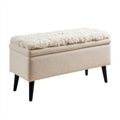 Banco de entrada tapizado beige con almacenaje 90x38x48 cm - diseño moderno para recibidor