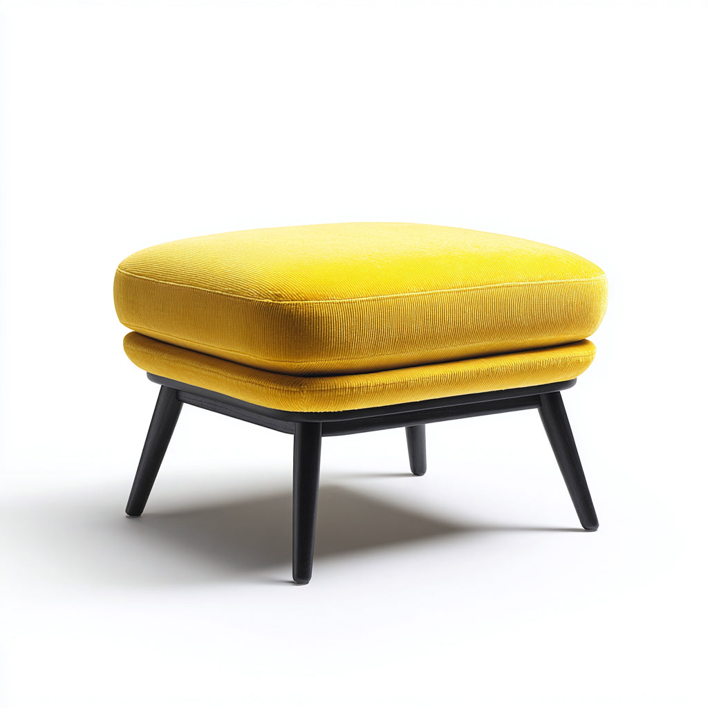 Reposapiés - terciopelo - 50x40x38 cm - amarillo - estilo contemporáneo