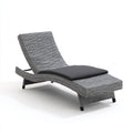 Tumbona de jardín ratán sintético 198x68x42 cm - gris - diseño moderno - para exterior