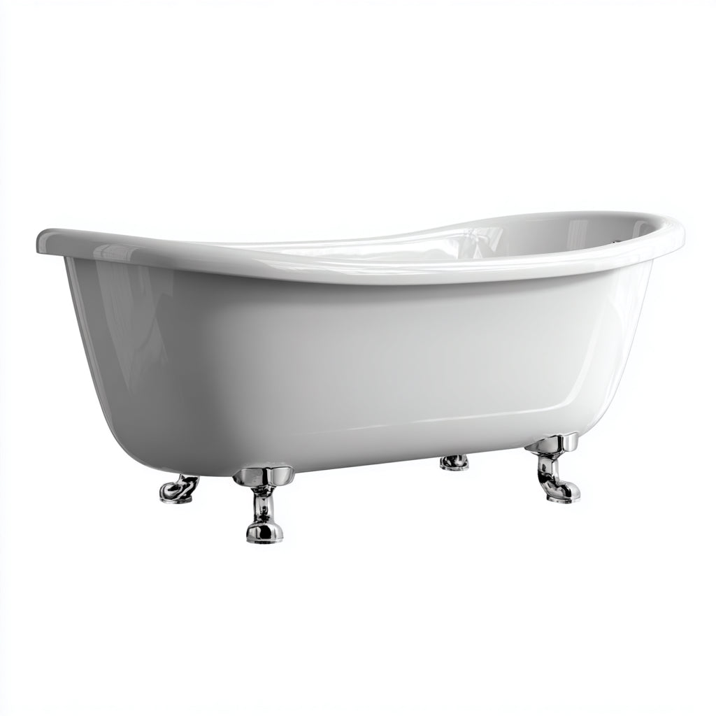 Bañera acrílica 165x74x69 cm - blanca - estilo clásico tradicional con patas para baño