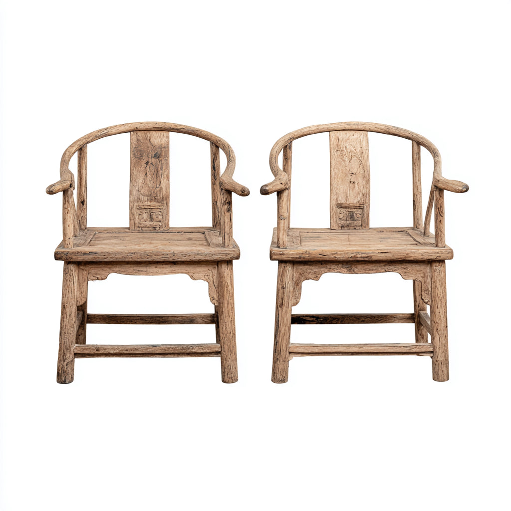 Silla de comedor de madera maciza con brazos curvados 55x50x85 cm - madera natural - apto para comedor - diseño rústico