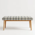 Banco de entrada madera tapizado estampado a cuadros 110x38x47 cm - diseño moderno para recibidor