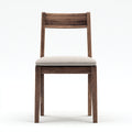 Silla de comedor de madera maciza con asiento tapizado 48x45x82 cm - madera oscura - gris claro - apto para comedor - diseño nórdico
